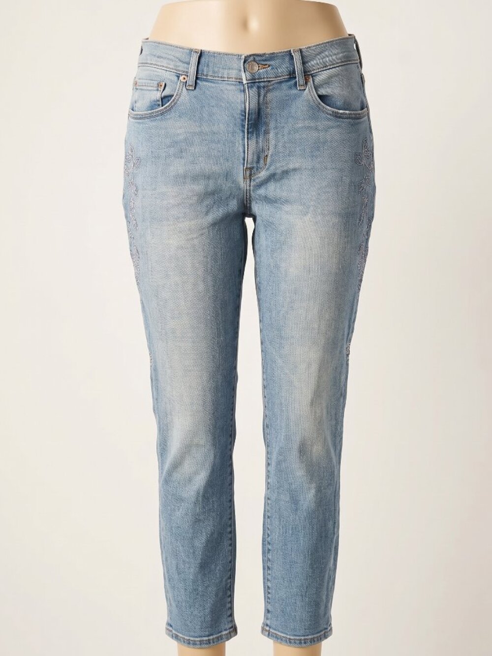 Levi's Classic Bootcut Jeans Size 14 Light Wash Floral Embroidered Denim